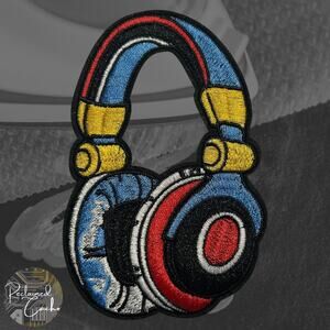 Large Headphones Iron On Patch